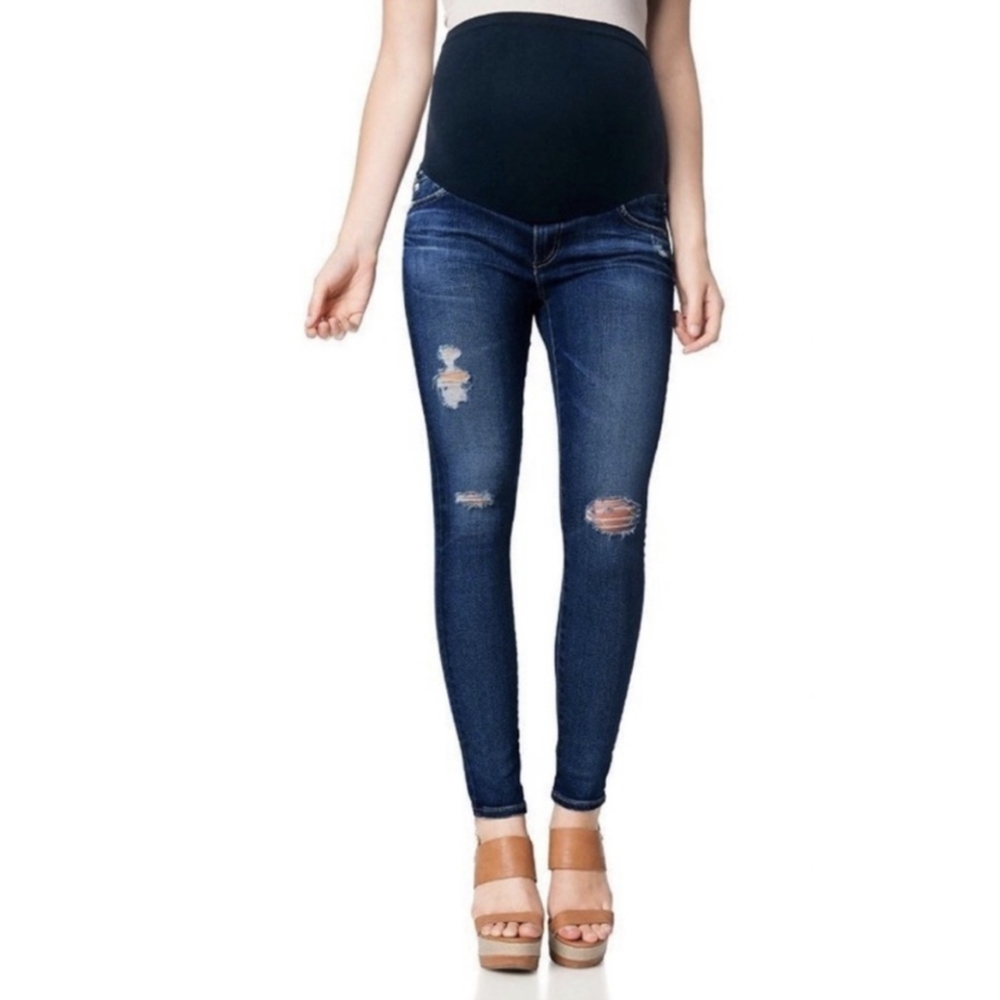AG Adriano Goldschmied Maternity Dark Wash Skinny Jeans Secret Belly Size 27R